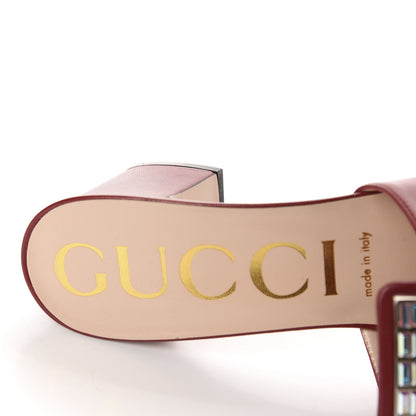 Gucci Malaga Kid Crystal Square G Madelyn Mules 40.5 Romantic Cerise 7 of 10