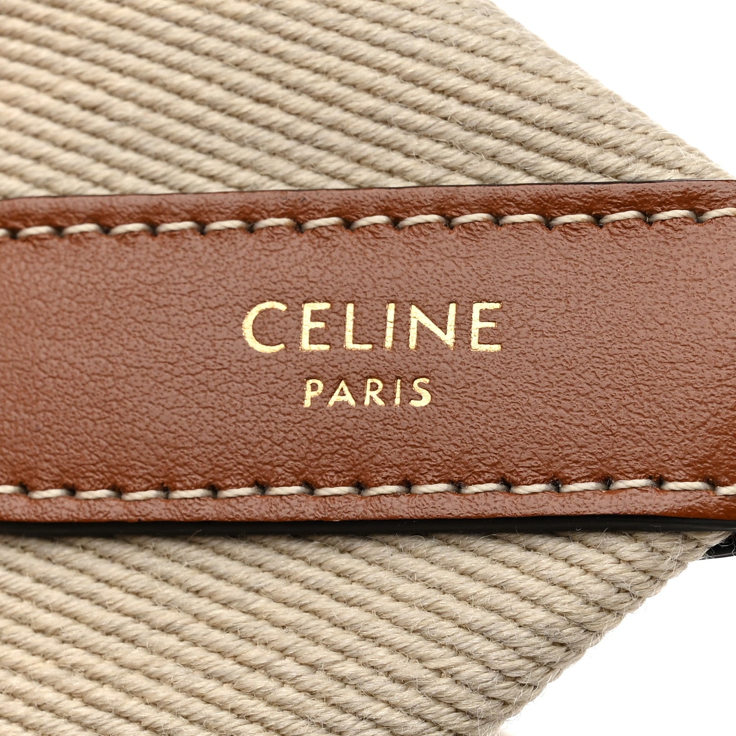 Celine Jacquard Wool Logo Short Strap Beige White 3 of 6