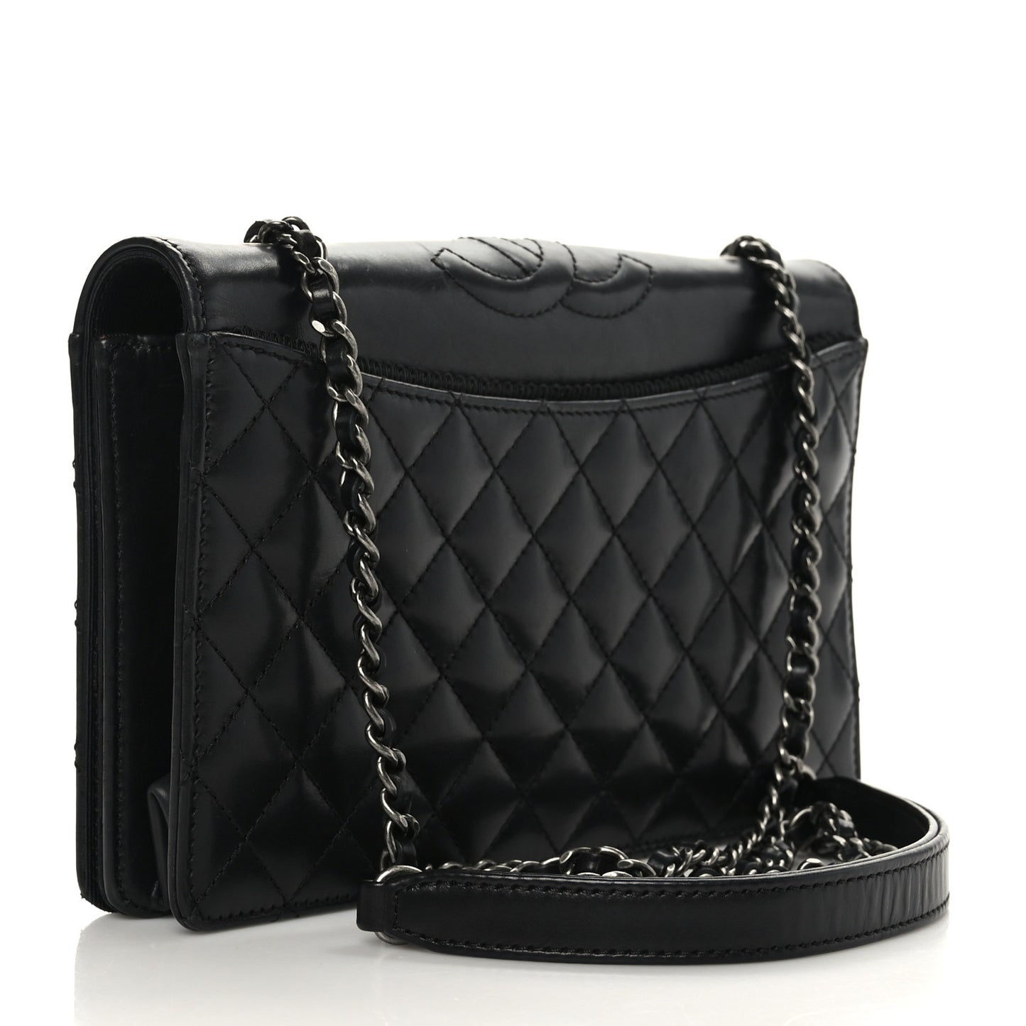 Calfskin Quilted Small Ballerine Flap Black