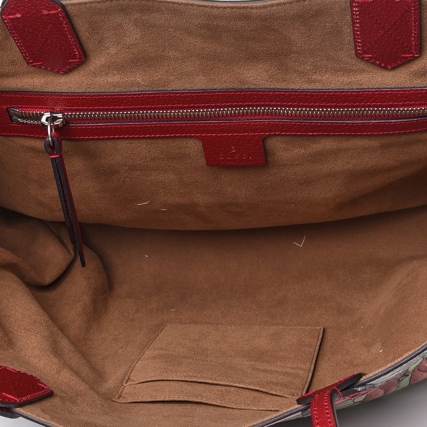 GG Supreme Monogram Tian Medium Shopping Tote Beige Multicolor Red