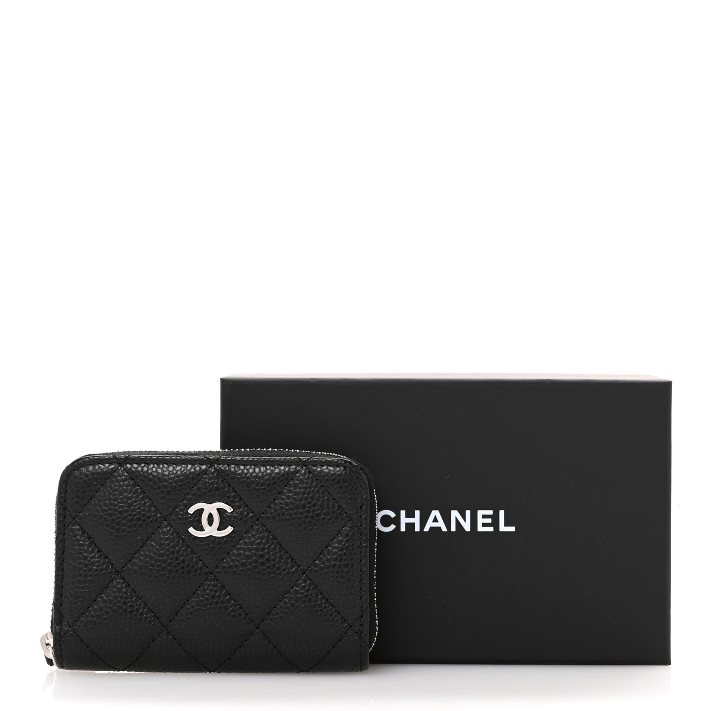 Caviar Quilted Classic Zipped Coin Purse Black