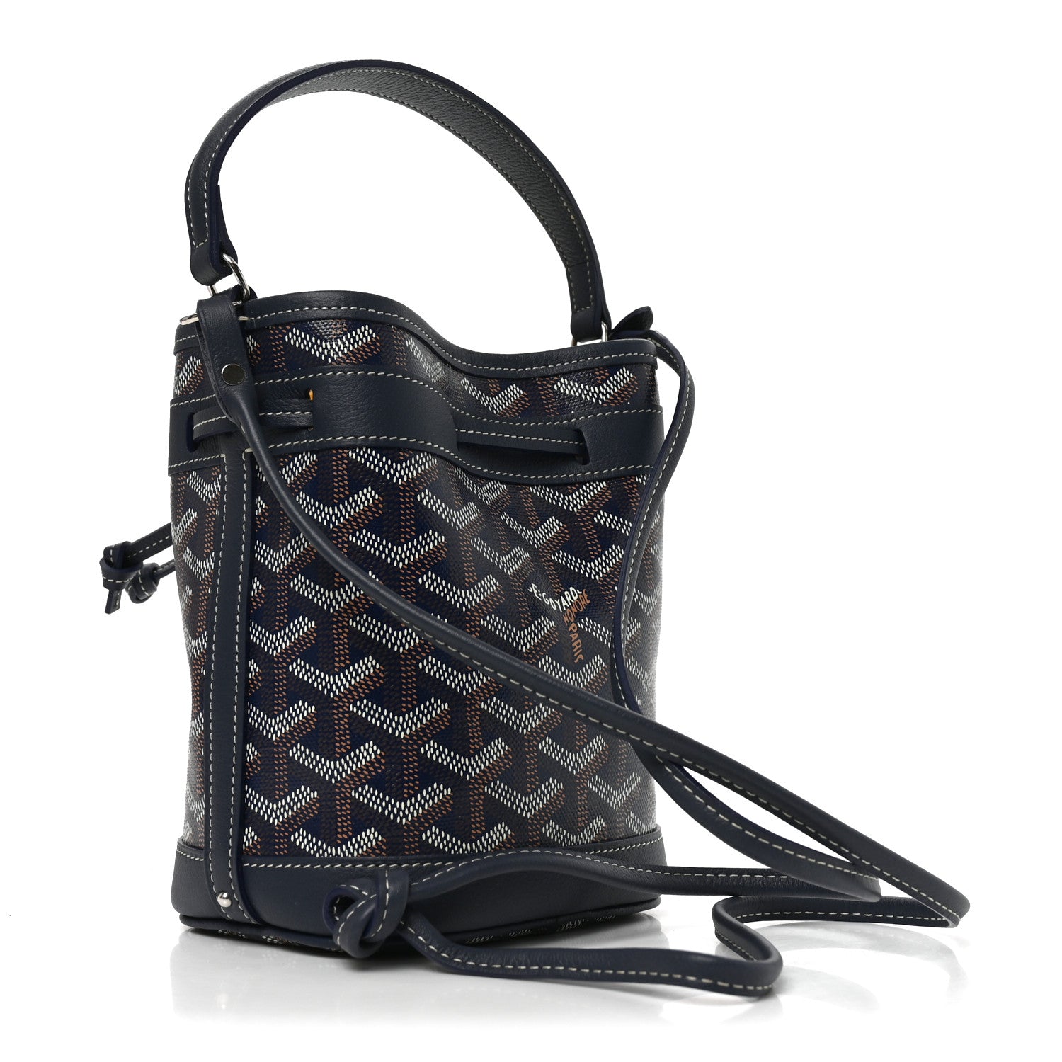 Goyard Goyardine Petit Flot Mini Bucket Bag Navy Blue 3 of 10