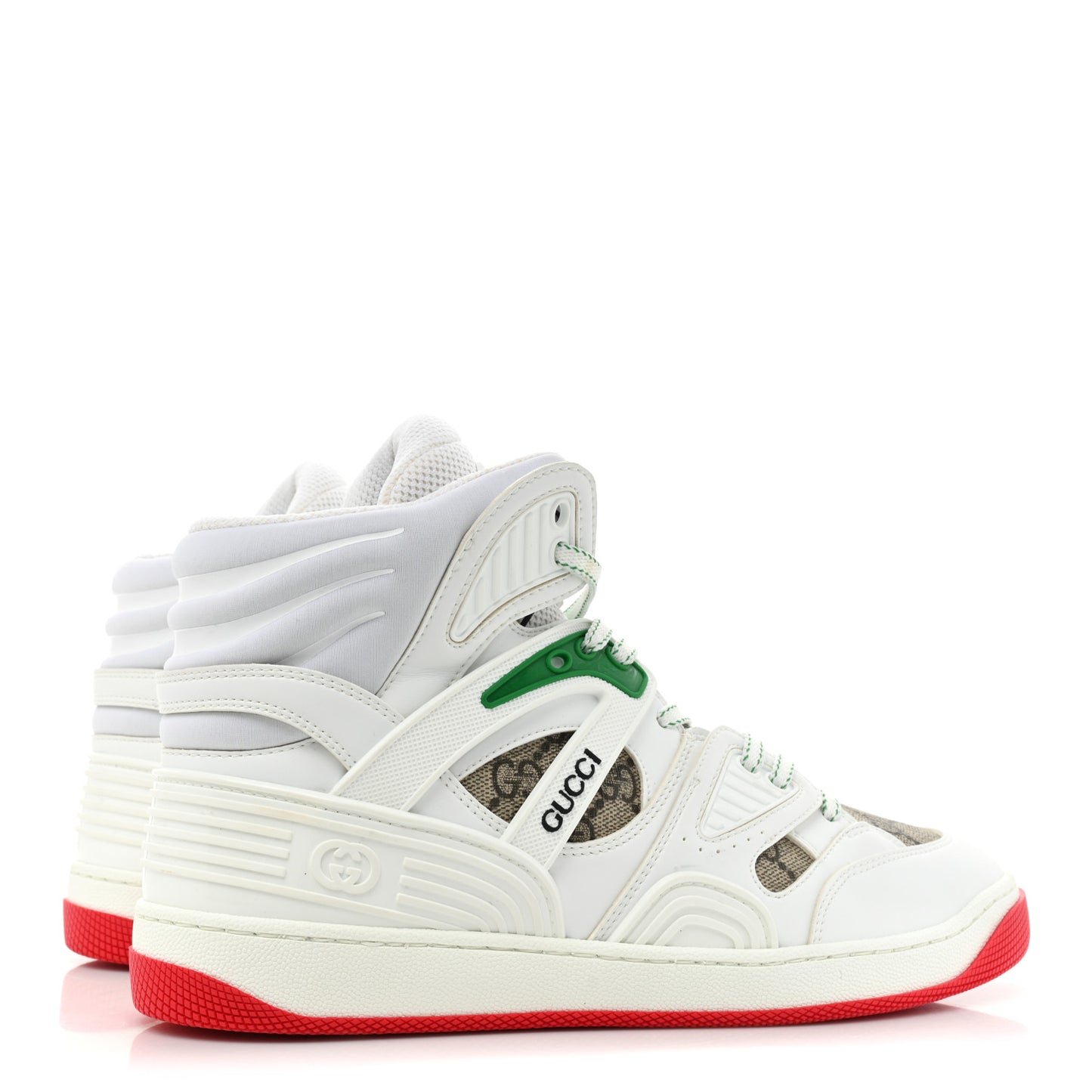 Demetra GG Supreme Womens Basket High Top Sneakers 38.5 Great White Beige Ebony