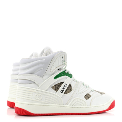 Gucci Demetra GG Supreme Womens Basket High Top Sneakers 38.5 Great White Beige Ebony 3 of 12