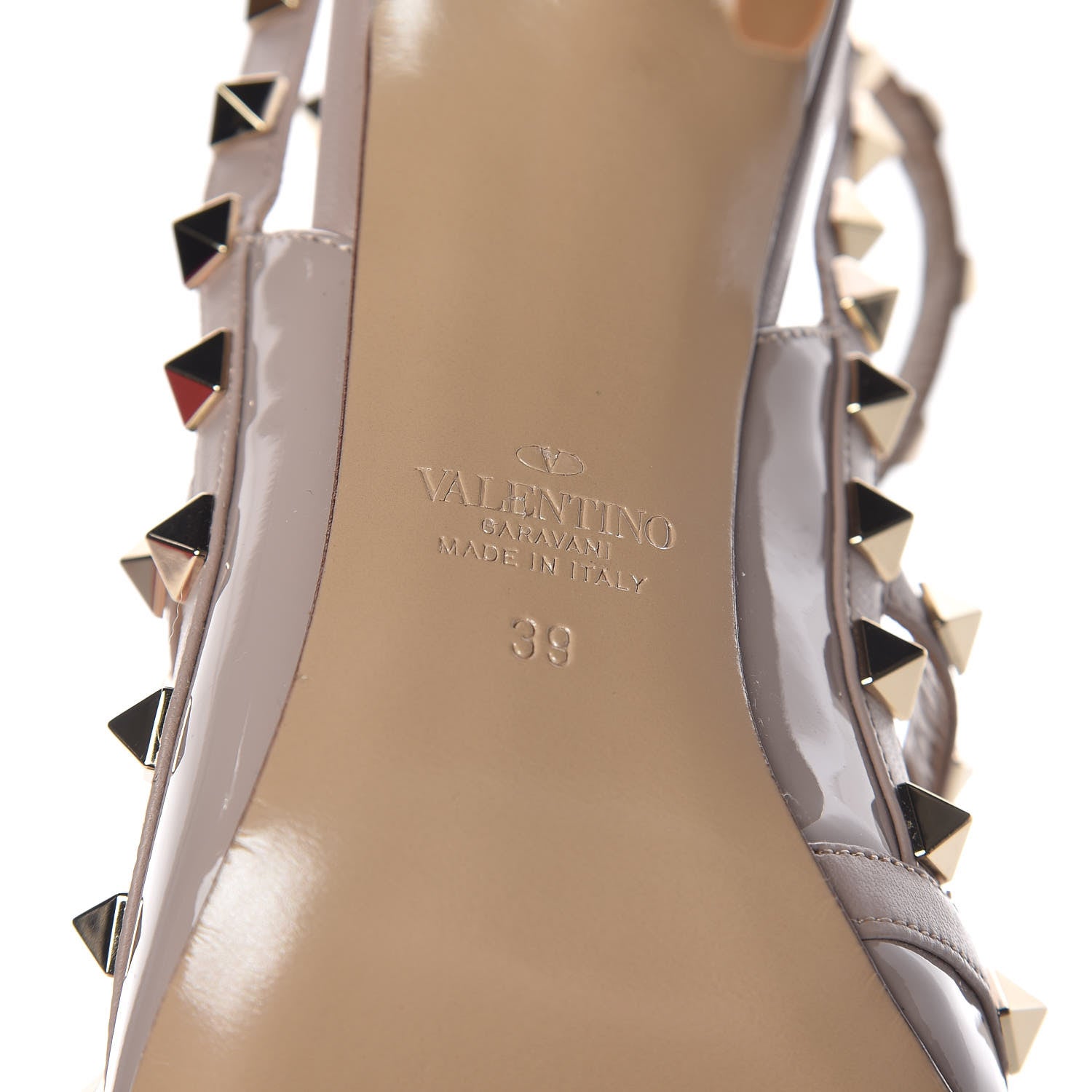 Valentino Garavani Patent Rockstud Ankle Strap Pumps 39 Poudre 6 of 9