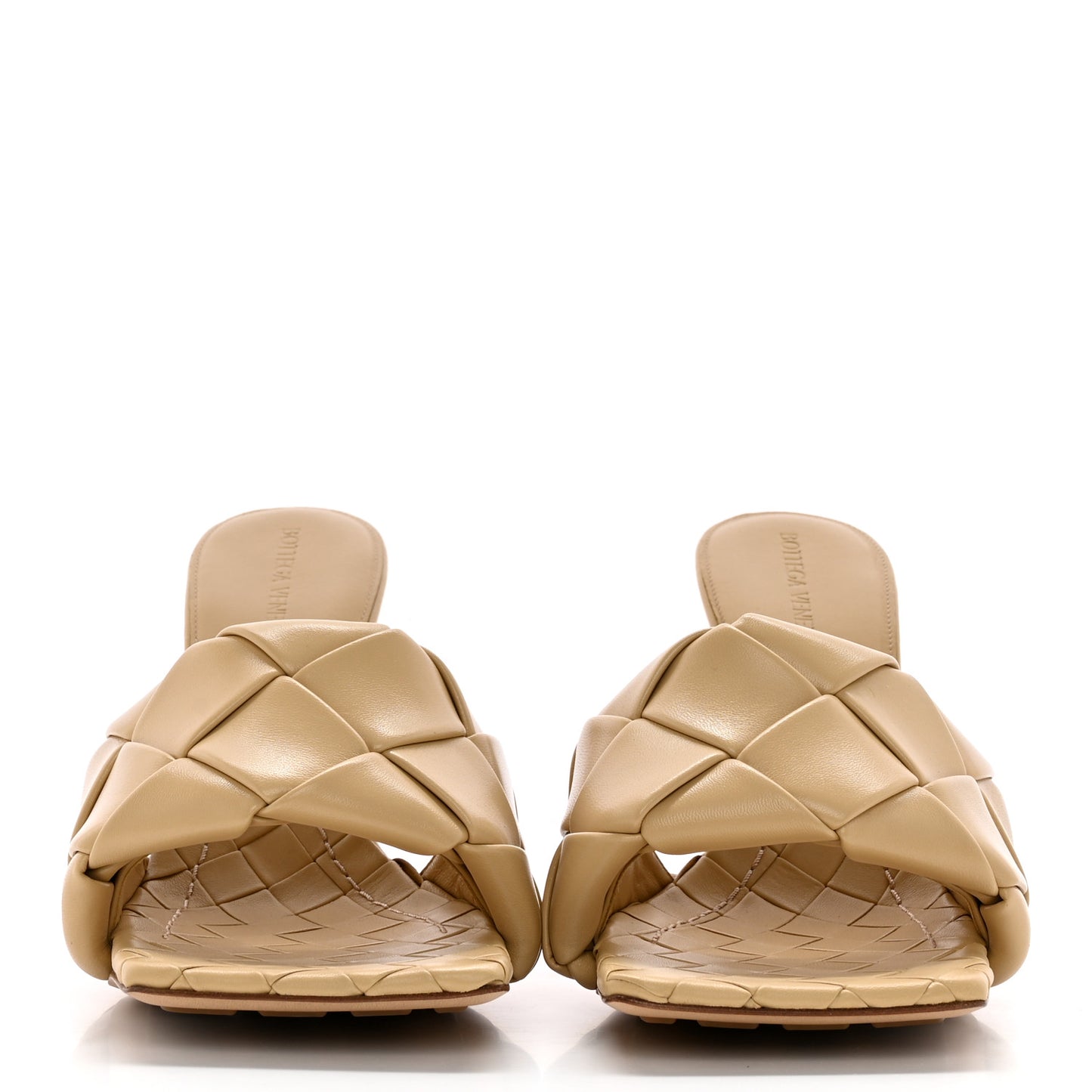 Nappa Maxi Intrecciato Lido Mule Sandals 40 Cane Sugar