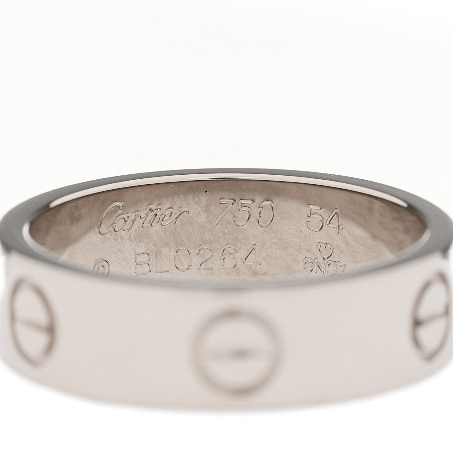 18K White Gold 5.5mm LOVE Ring 54 6.75