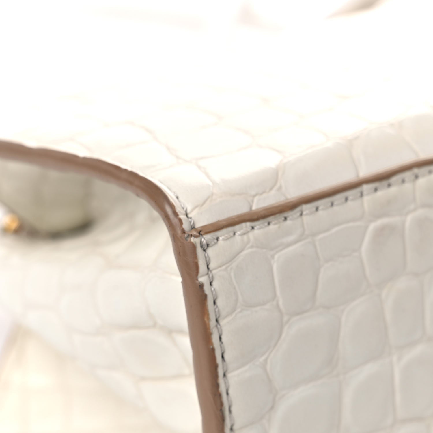 Stella McCartney Crocodile Embossed Structured Shoulder Bag White 10 of 14