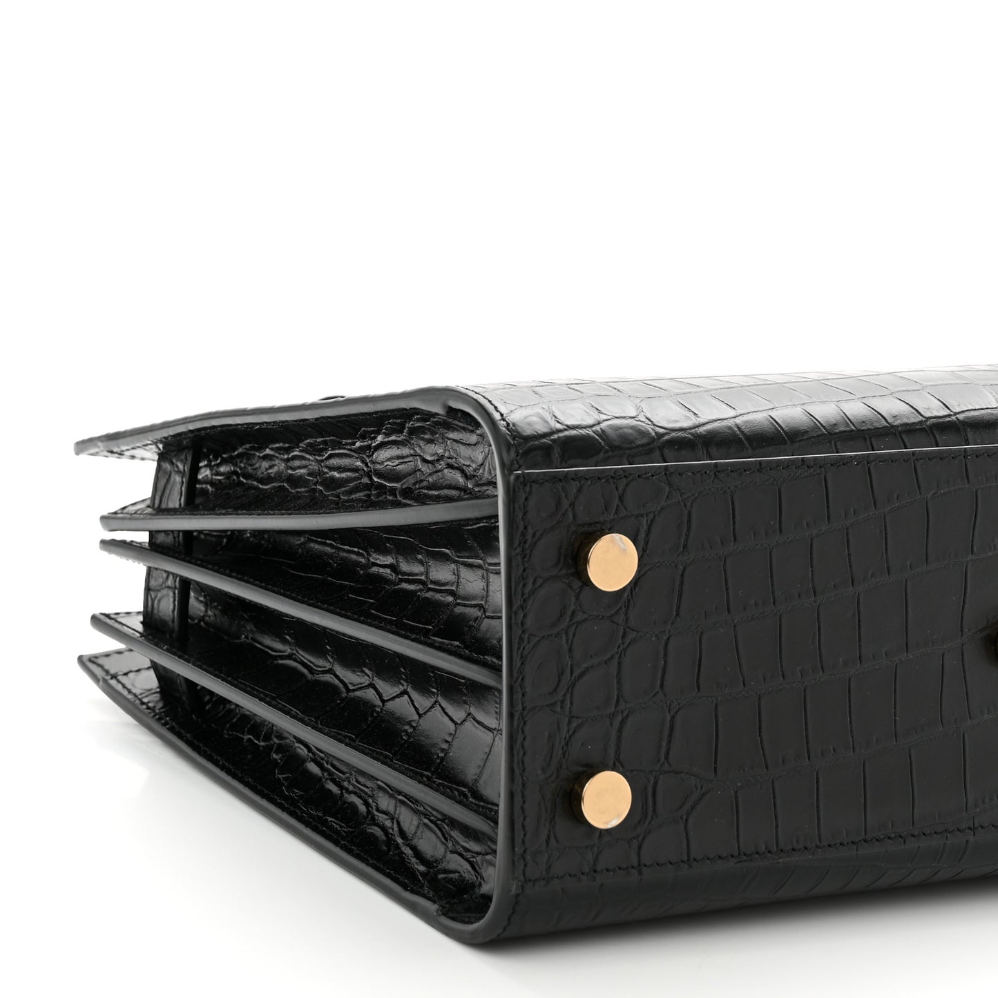 Calfskin Crocodile Embossed Baby Sac De Jour Black