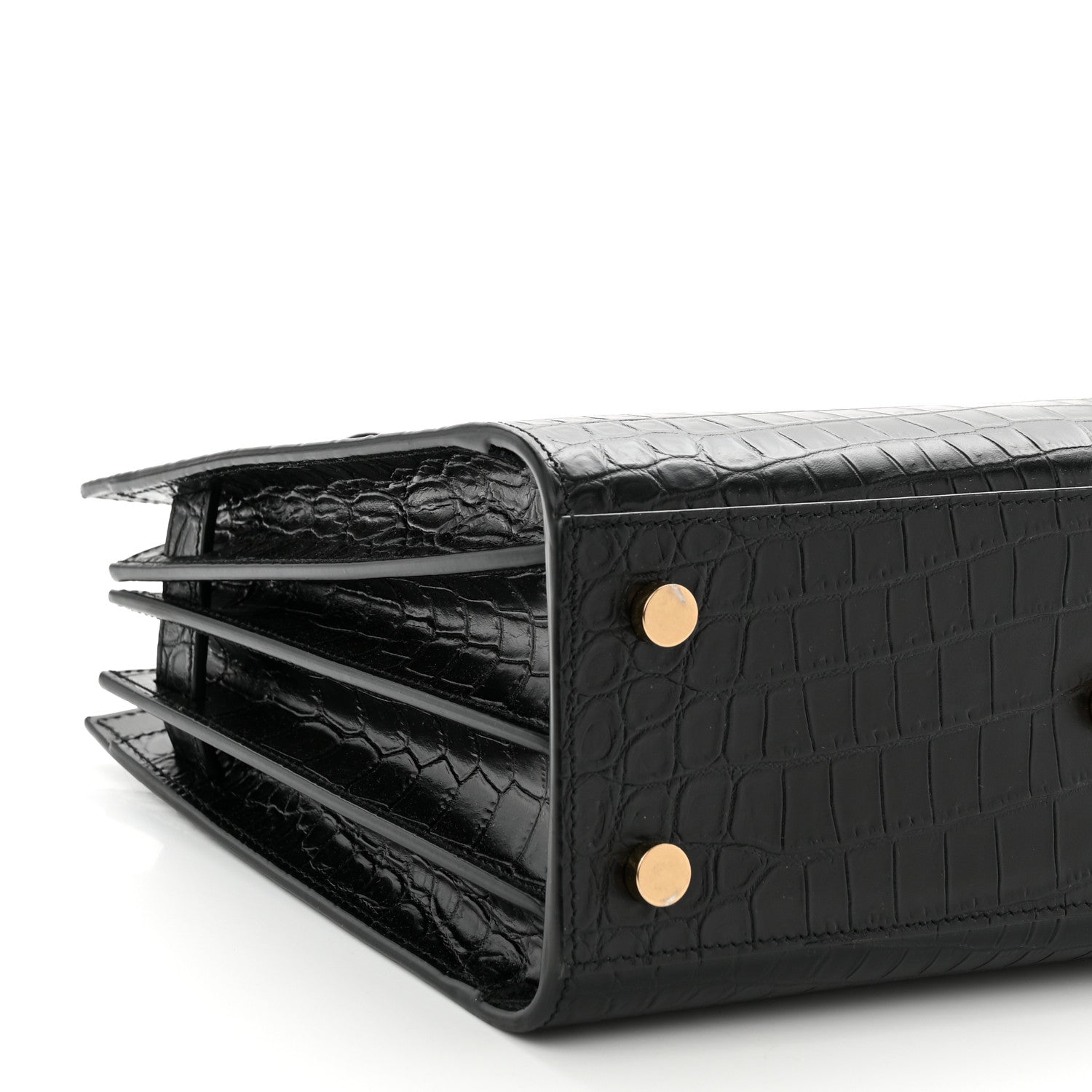 Saint Laurent Calfskin Crocodile Embossed Baby Sac De Jour Black 9 of 10