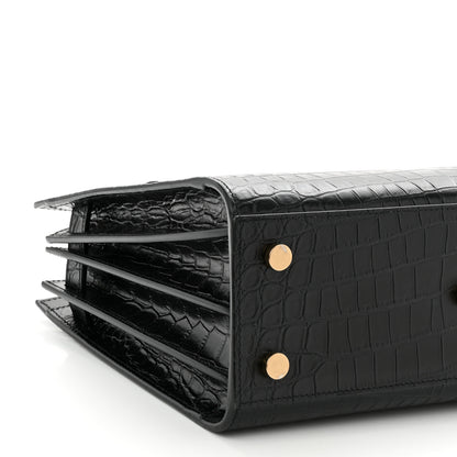 Saint Laurent Calfskin Crocodile Embossed Baby Sac De Jour Black 9 of 10