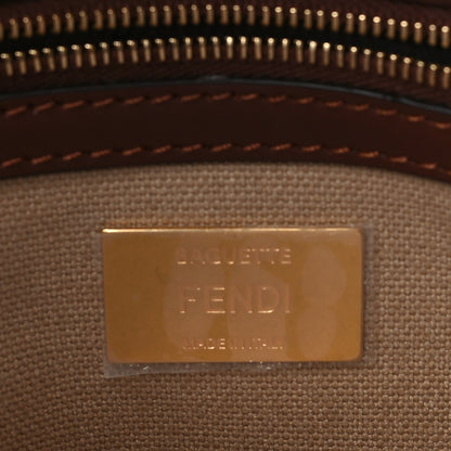 Fendi Sardinian Jacquard Vitello King FF 1974 Embroidered Baguette Corda Praline 6 of 11