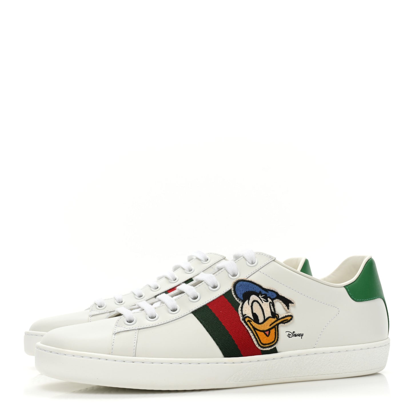 X DISNEY Calfskin Miro Soft Web Donald Duck Womens Ace Sneakers 40.5 White New Shamarock