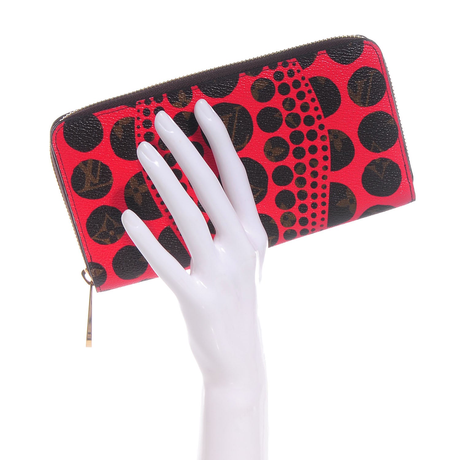 Louis Vuitton Monogram Kusama Pumpkin Dots Zippy Wallet Red 2 of 7