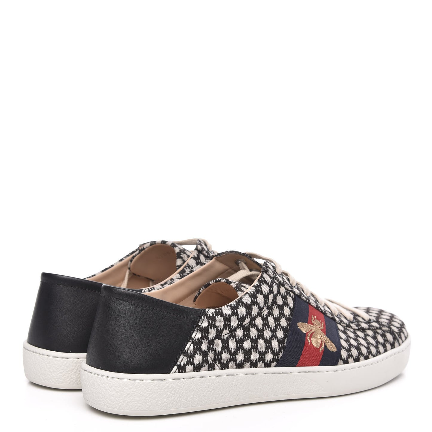 Jacquard Bee Embroidered Mens Ace Sneakers 12 Black Ivory