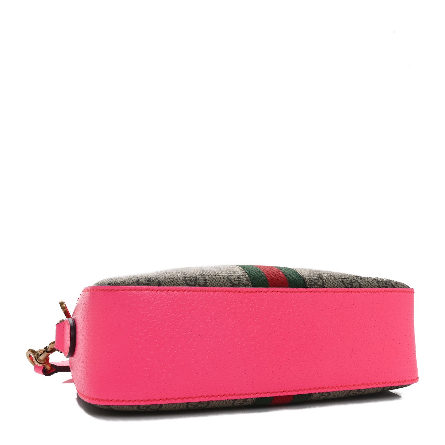 Gucci GG Supreme Monogram Textured Dollar Calfskin Web Ophidia Small Crossbody Bag Beige Ebony Fuchsia 4 of 10