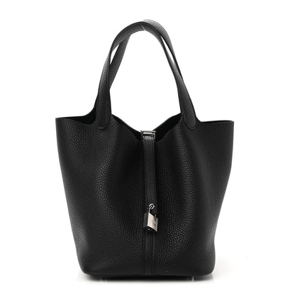 Hermes Taurillon Clemence Picotin Lock 22 MM Black 1 of 11