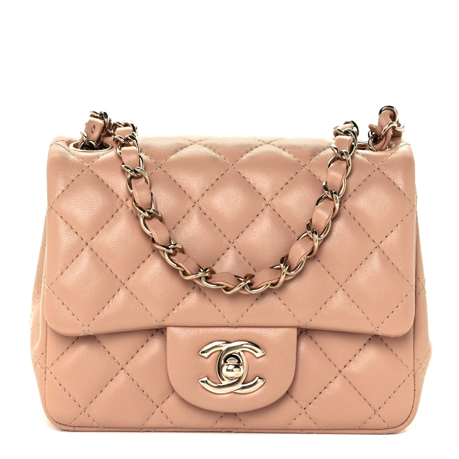 Chanel Lambskin Quilted Mini Square Flap Beige 1 of 11