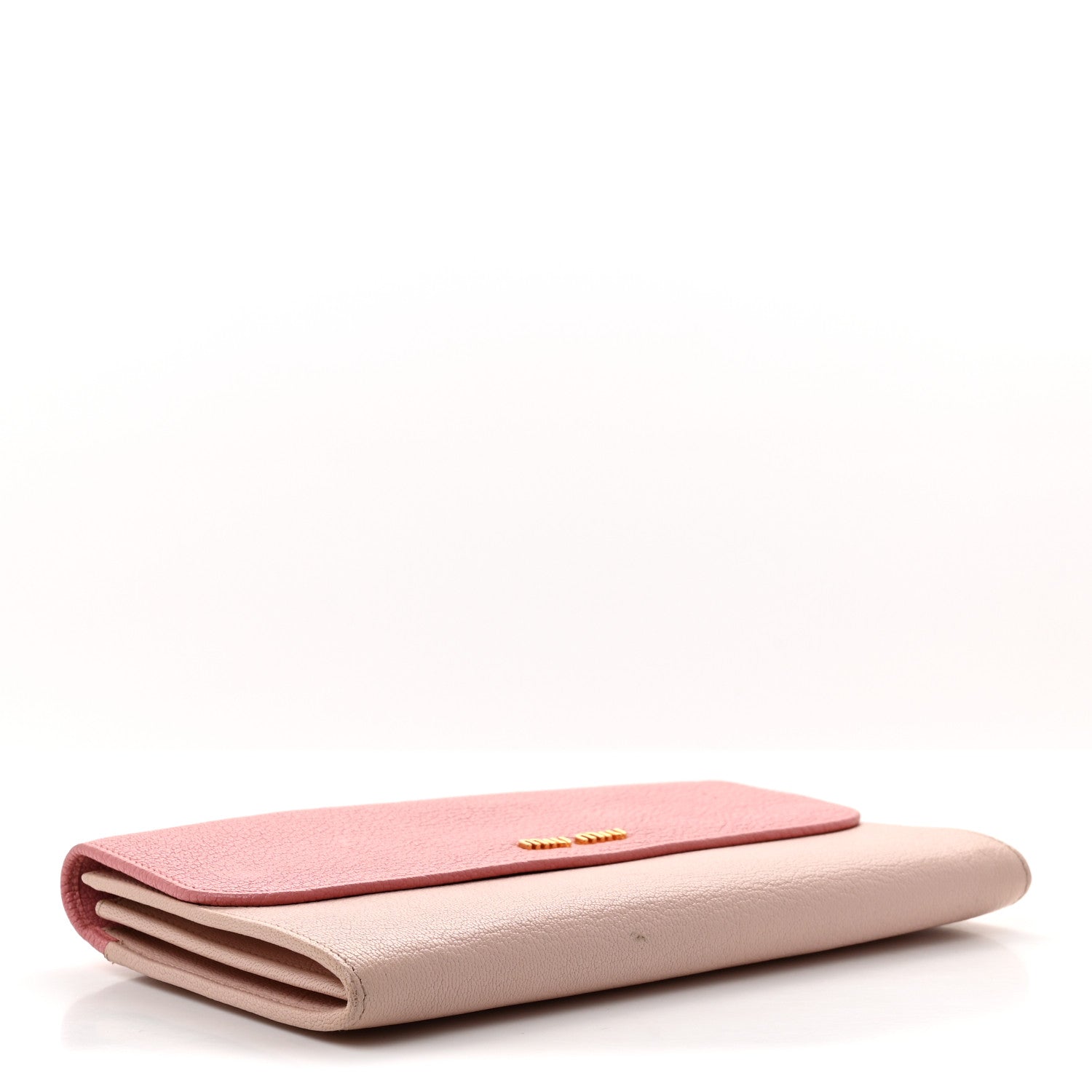 Miu Miu Goatskin Madras Bicolor Flap Wallet Pink 5 of 10