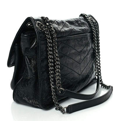 Saint Laurent Crinkled Calfskin Matelasse Monogram Medium Niki Chain Satchel Black 3 of 10