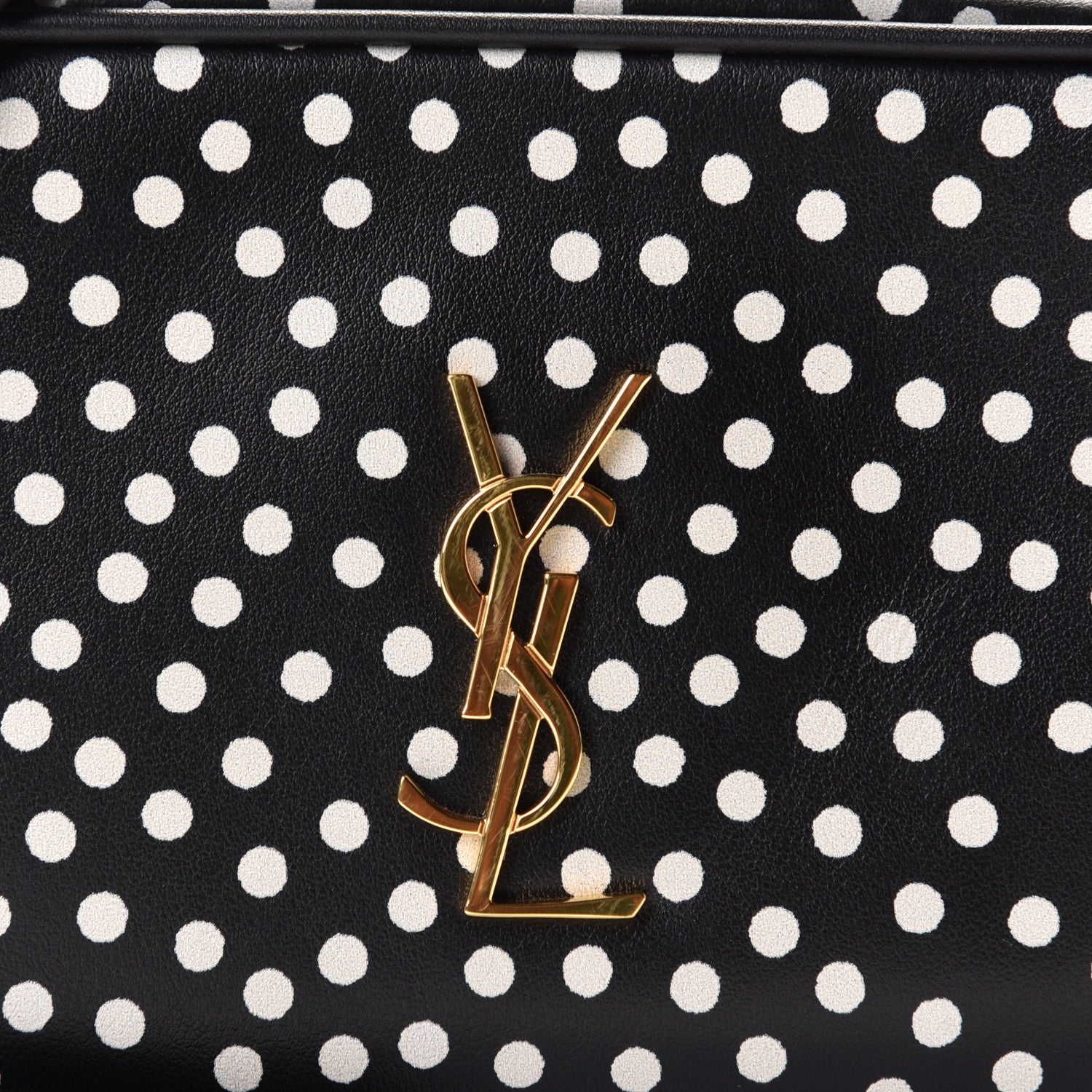 Saint Laurent Calfskin Printed Polka Dot Mini Lou Camera Bag Black Crema Soft 7 of 8