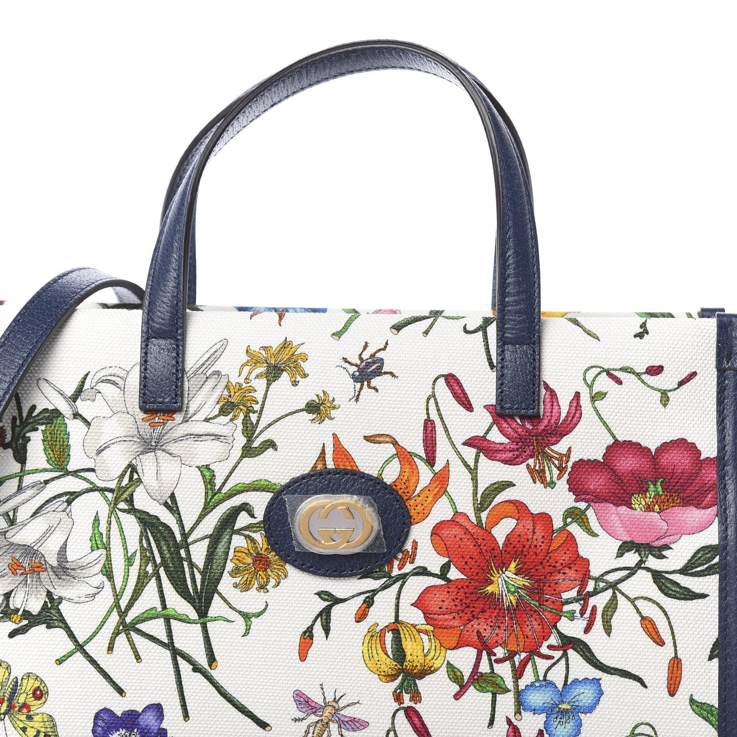 Gucci Canvas Medium Flora Tote White Multicolor Blue Agata 11 of 11