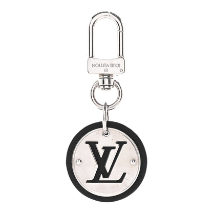 Louis Vuitton Metal Calfskin LV Cut Circle Bag Charm Key Holder Silver 1 of 3
