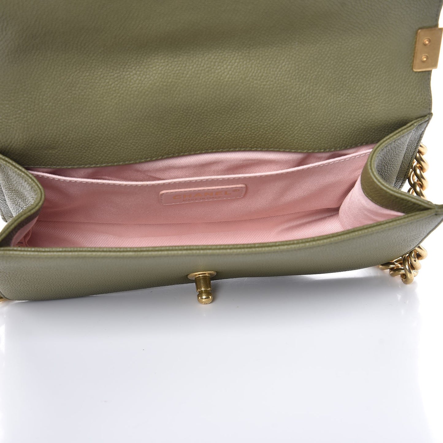 Caviar Quilted Medium Boy Flap Khaki