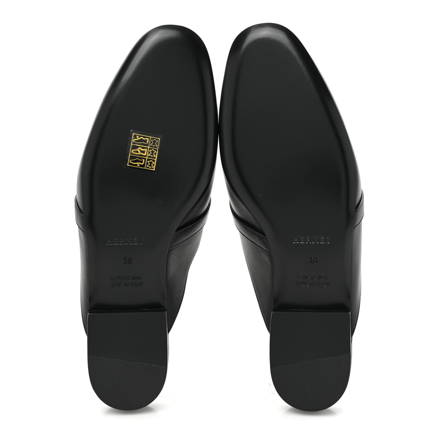 Hermes Calfskin Fringe Oz Mules 38 Black White 5 of 9