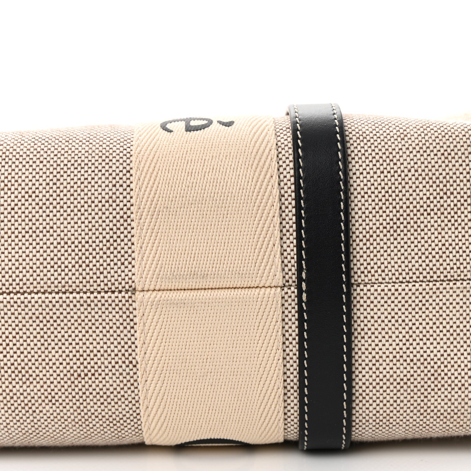 Chloe Cotton Calfskin Medium Woody Ribbon Tote White Black 10 of 13