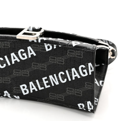 Balenciaga Coated Canvas BB Monogram Allover Logo Small Hourglass Top Handle Bag Black Grey White 9 of 9