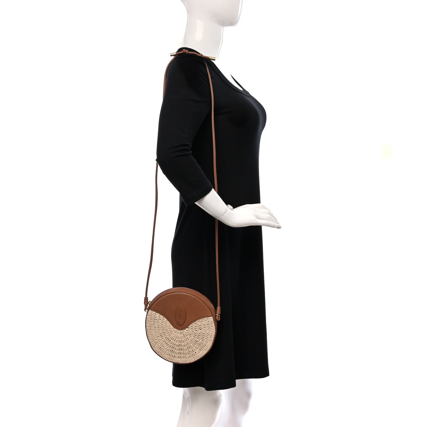 Saint Laurent Raffia Round Camera Bag Beige Naturel 2 of 8