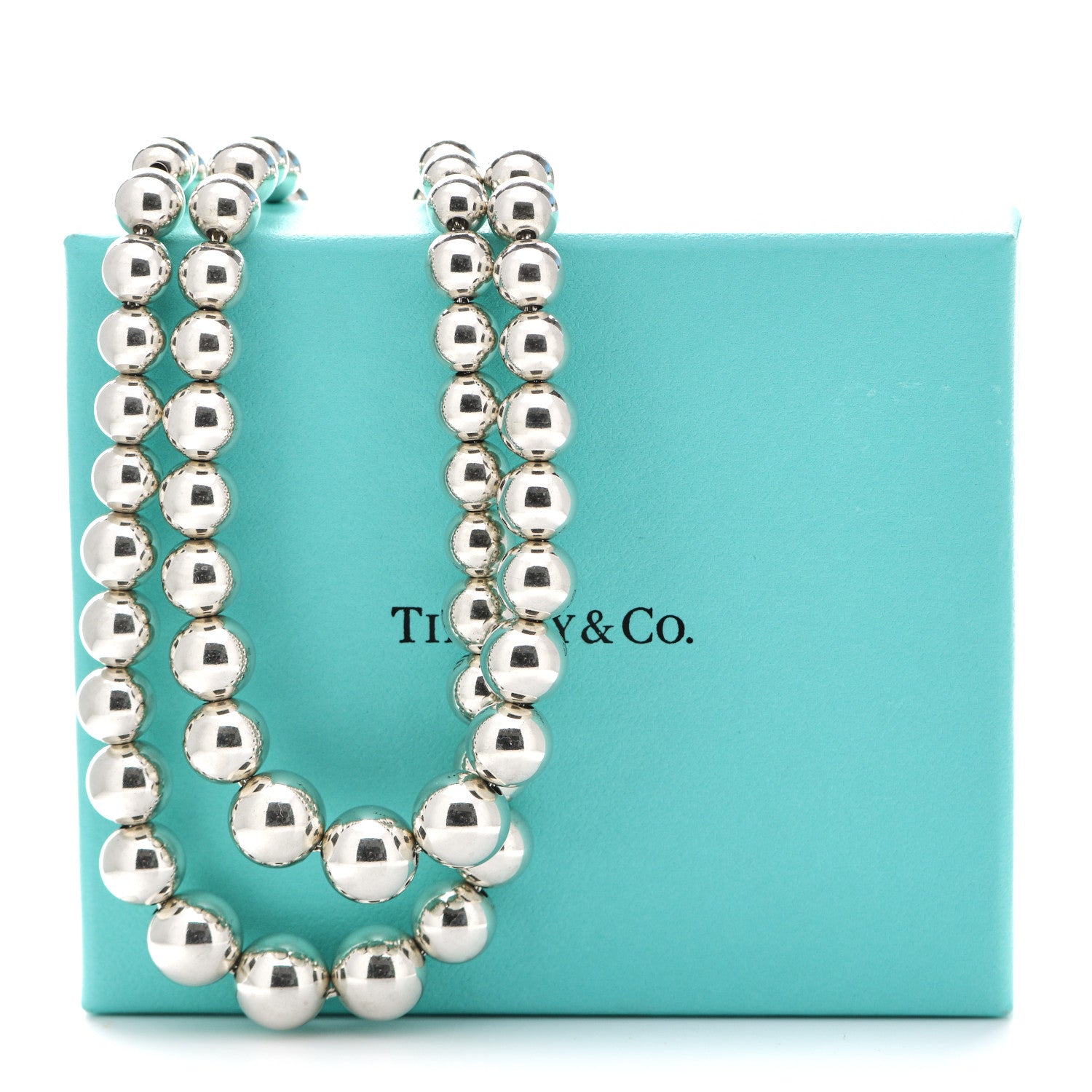 Tiffany Sterling Silver HardWear Graduated Ball Two-Row Necklace 6 of 6