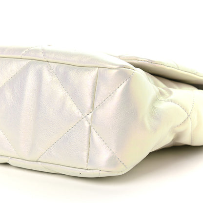 Chanel Iridescent Calfskin Quilted Large Chanel 19 Flap White 9 of 9
