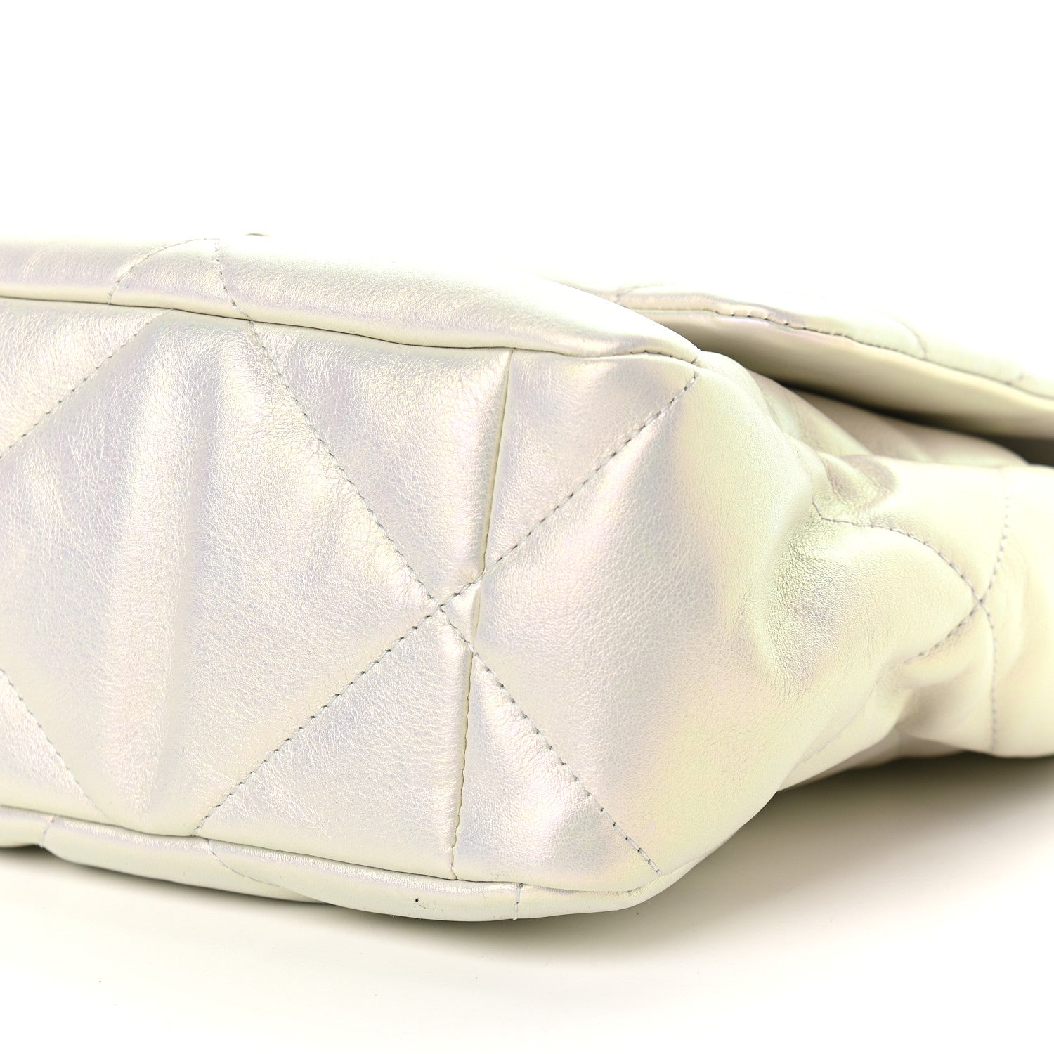 Chanel Iridescent Calfskin Quilted Large Chanel 19 Flap White 9 of 9