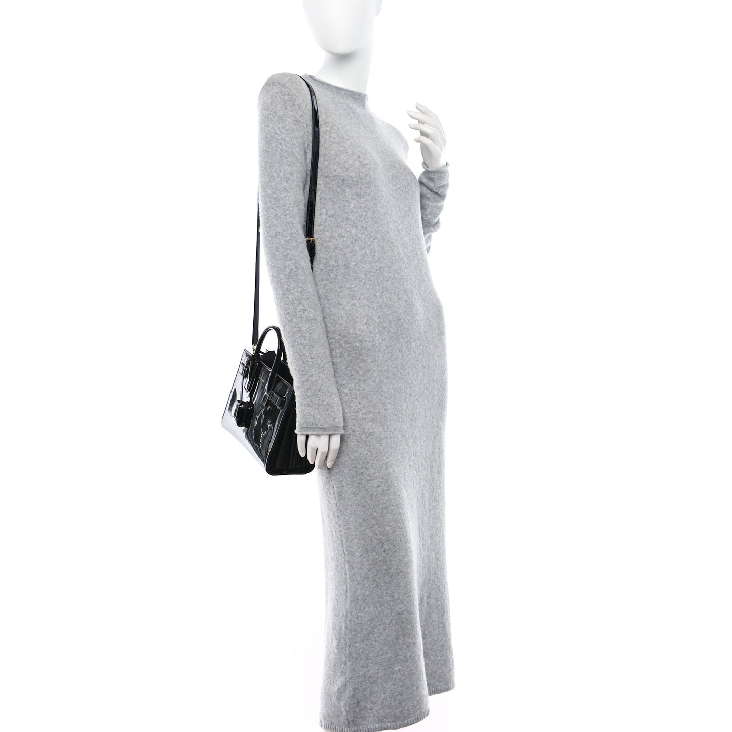 Patent Calfskin Nano Sac de Jour Black