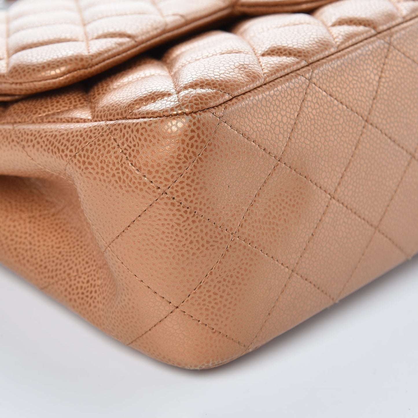 Metallic Caviar Quilted Jumbo Double Flap Copper