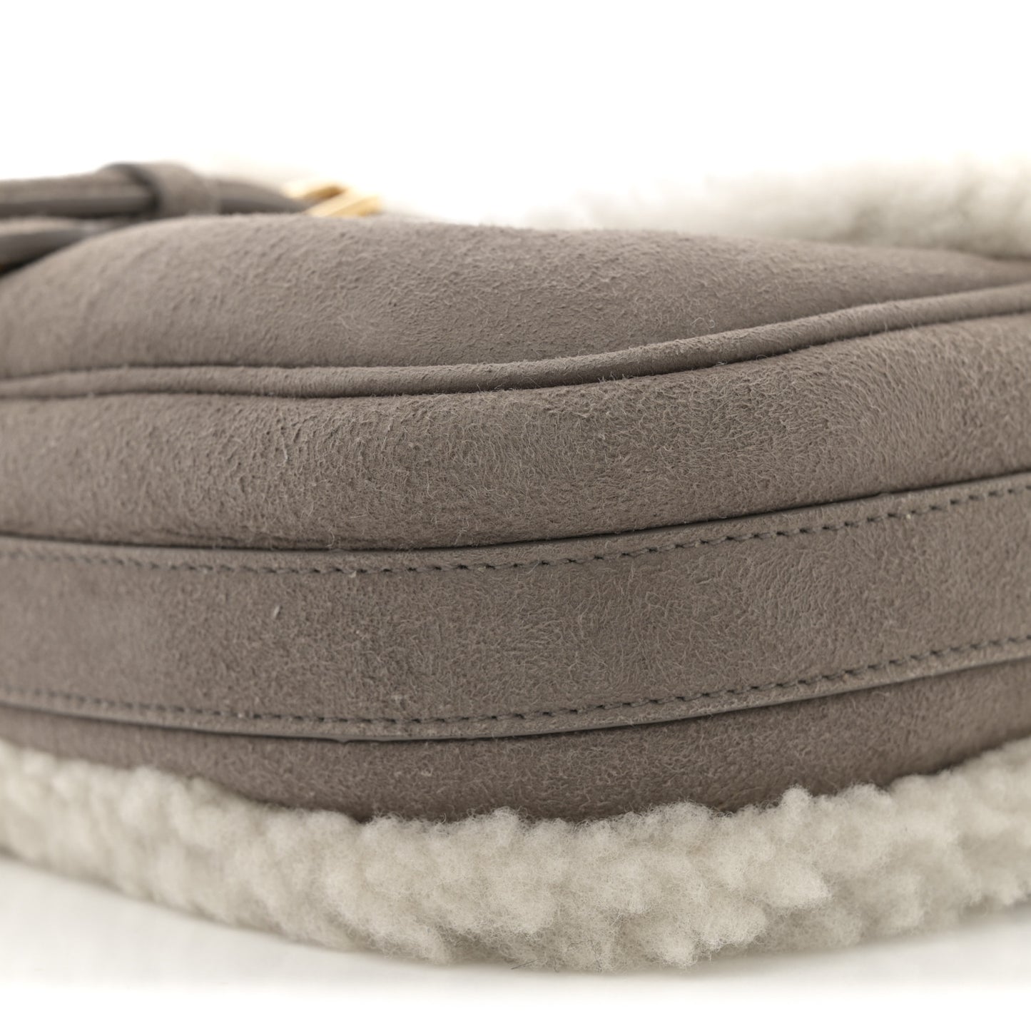 Suede Shearling Medium Bobby Flap Grey