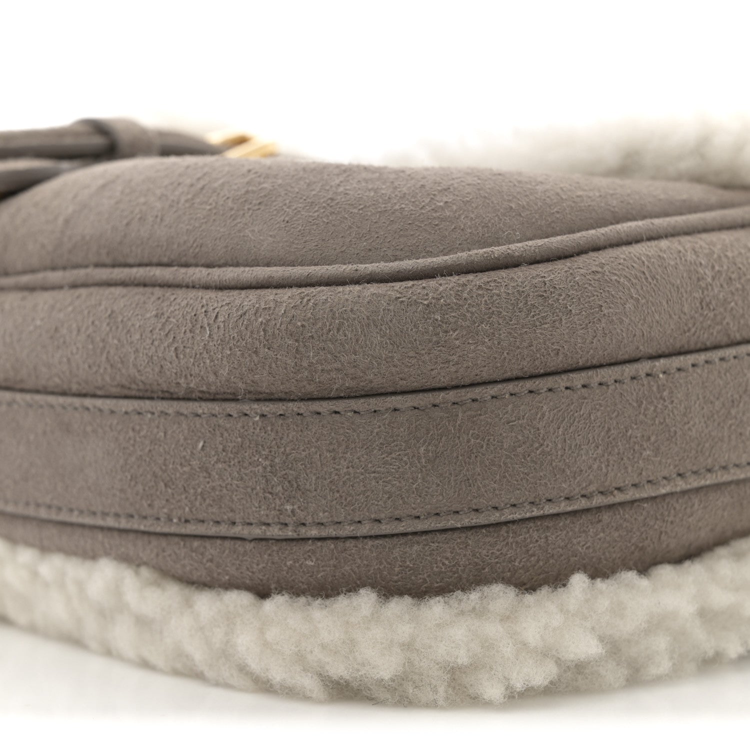Christian Dior Suede Shearling Medium Bobby Flap Grey 10 of 11