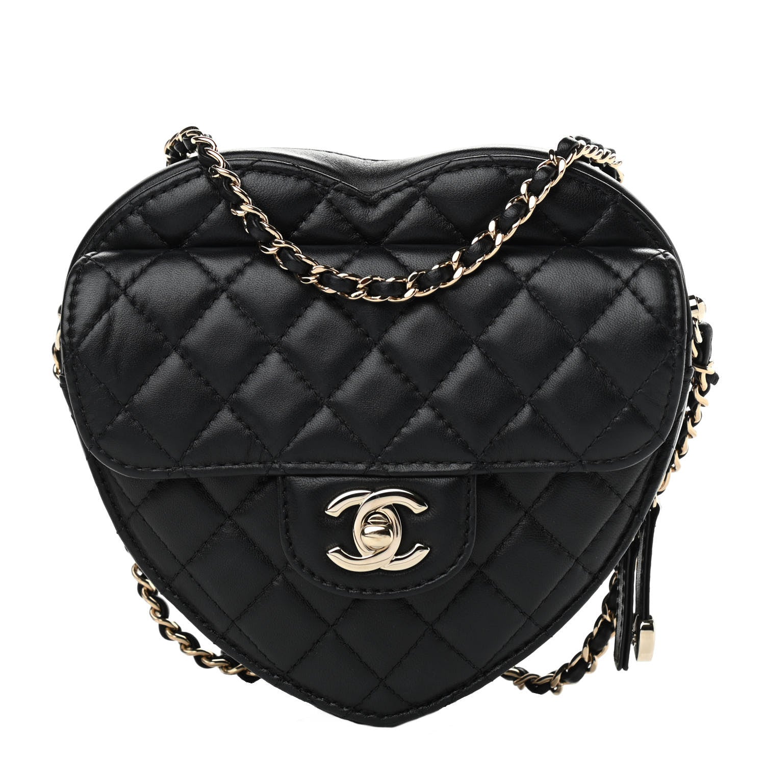 Chanel Lambskin Quilted CC In Love Heart Bag Black 1 of 10