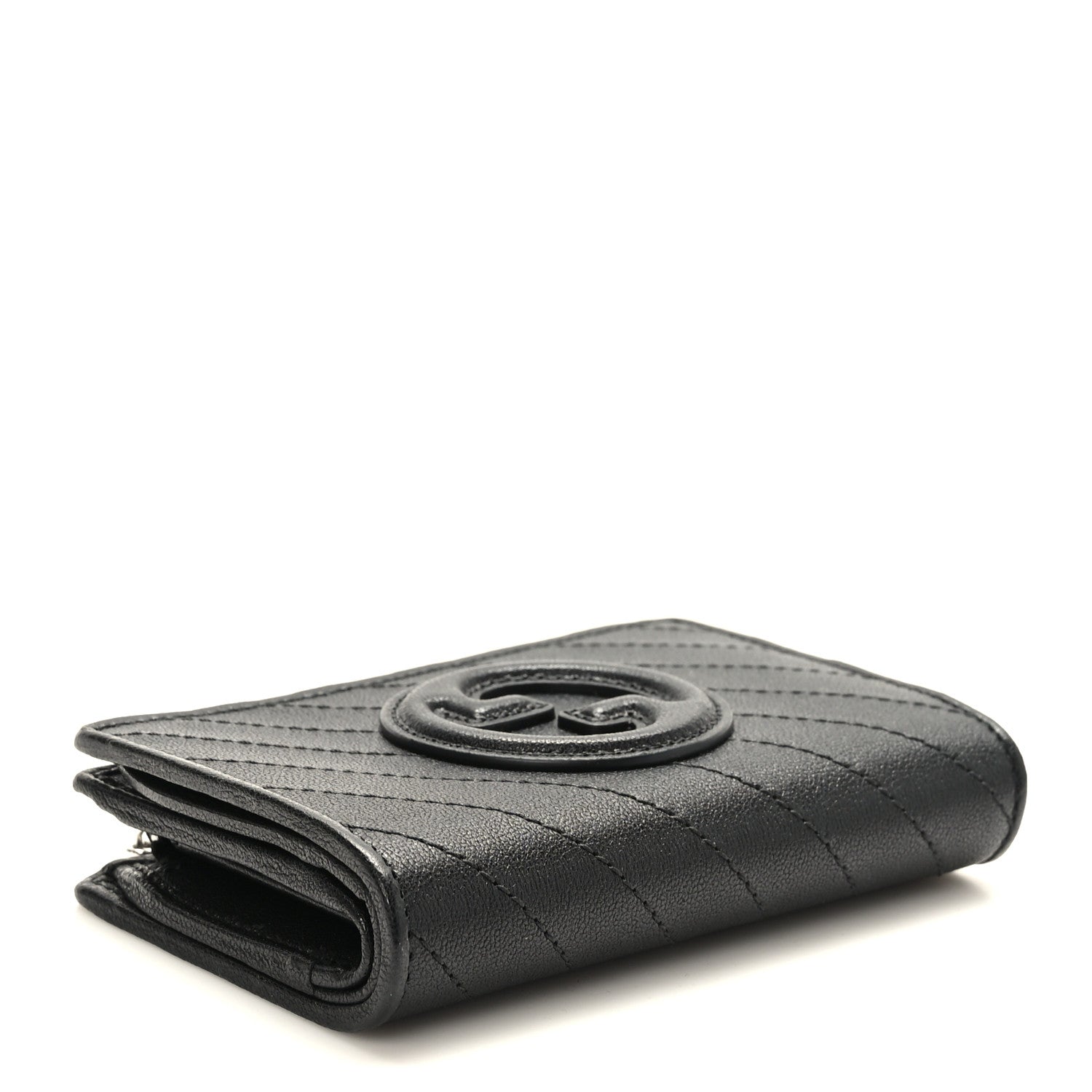 Gucci Sakai Be Green Calfskin Diagonal Stitched Blondie Travel Wallet Black 4 of 8