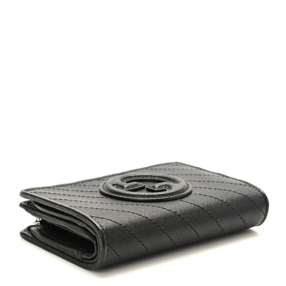 Gucci Sakai Be Green Calfskin Diagonal Stitched Blondie Travel Wallet Black 4 of 8