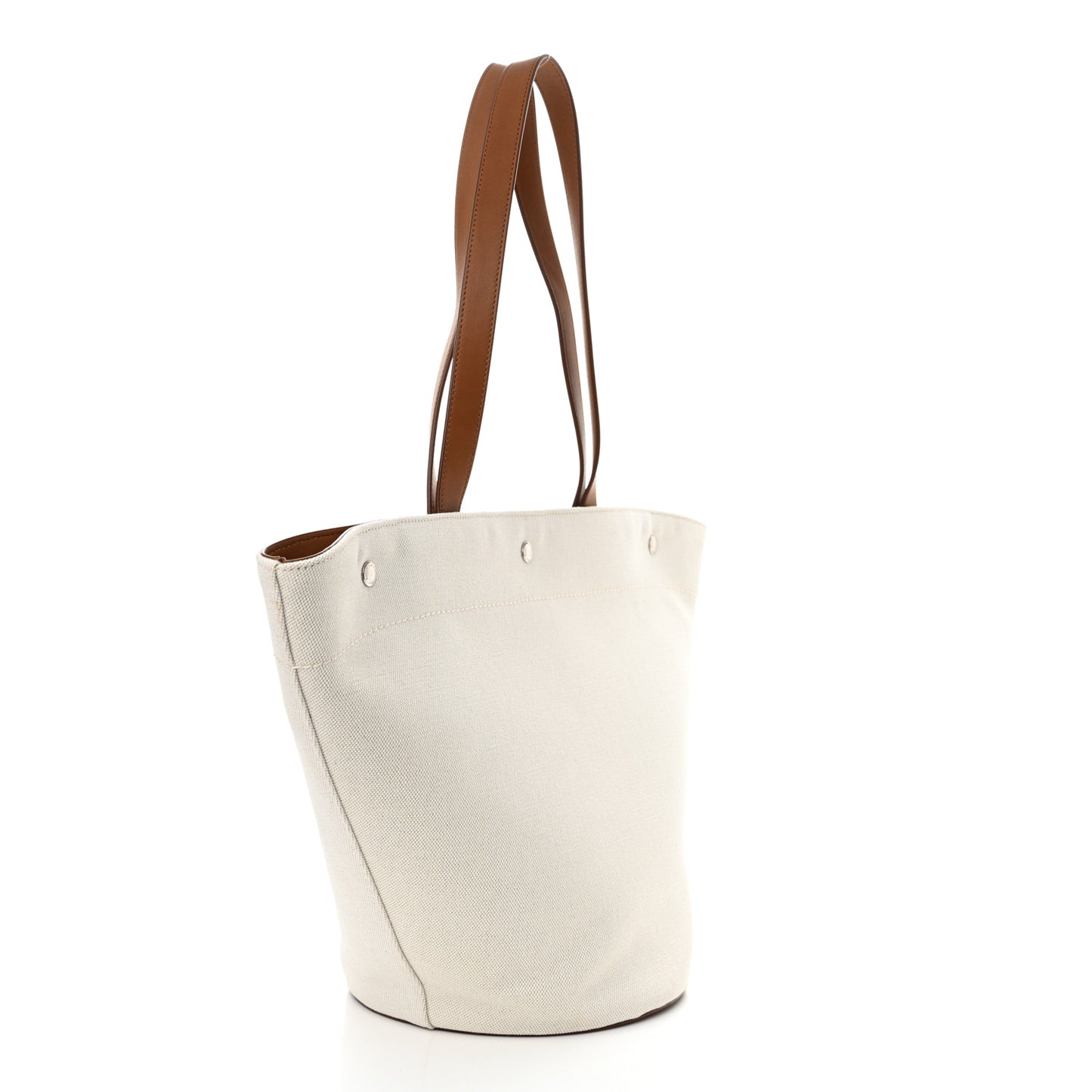 Canvas Calfskin Rive Gauche Trapezoid Tote Beige