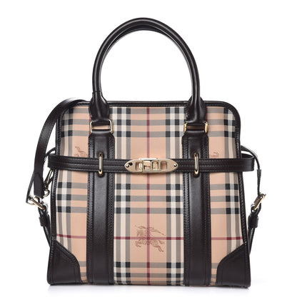Burberry Haymarket Check Medium Minford Portrait Tote Chocolate 1 of 7