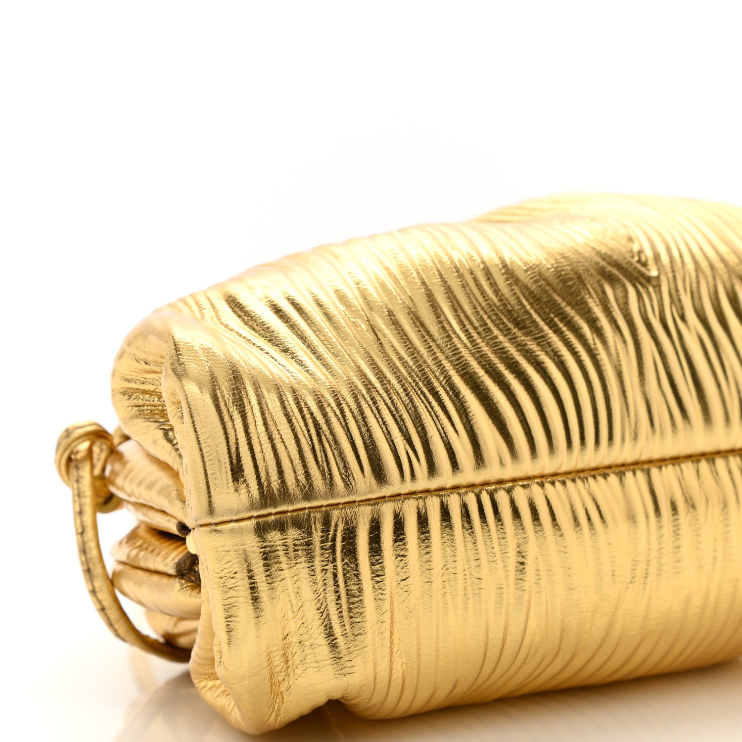 Bottega Veneta Metallic Bark Calfskin The Mini Pouch Gold 9 of 10