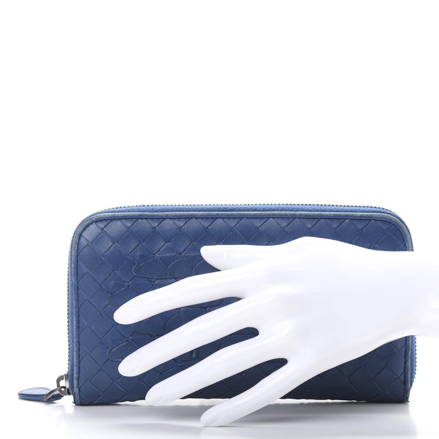 Nappa Intrecciato Zip Around Wallet Blue
