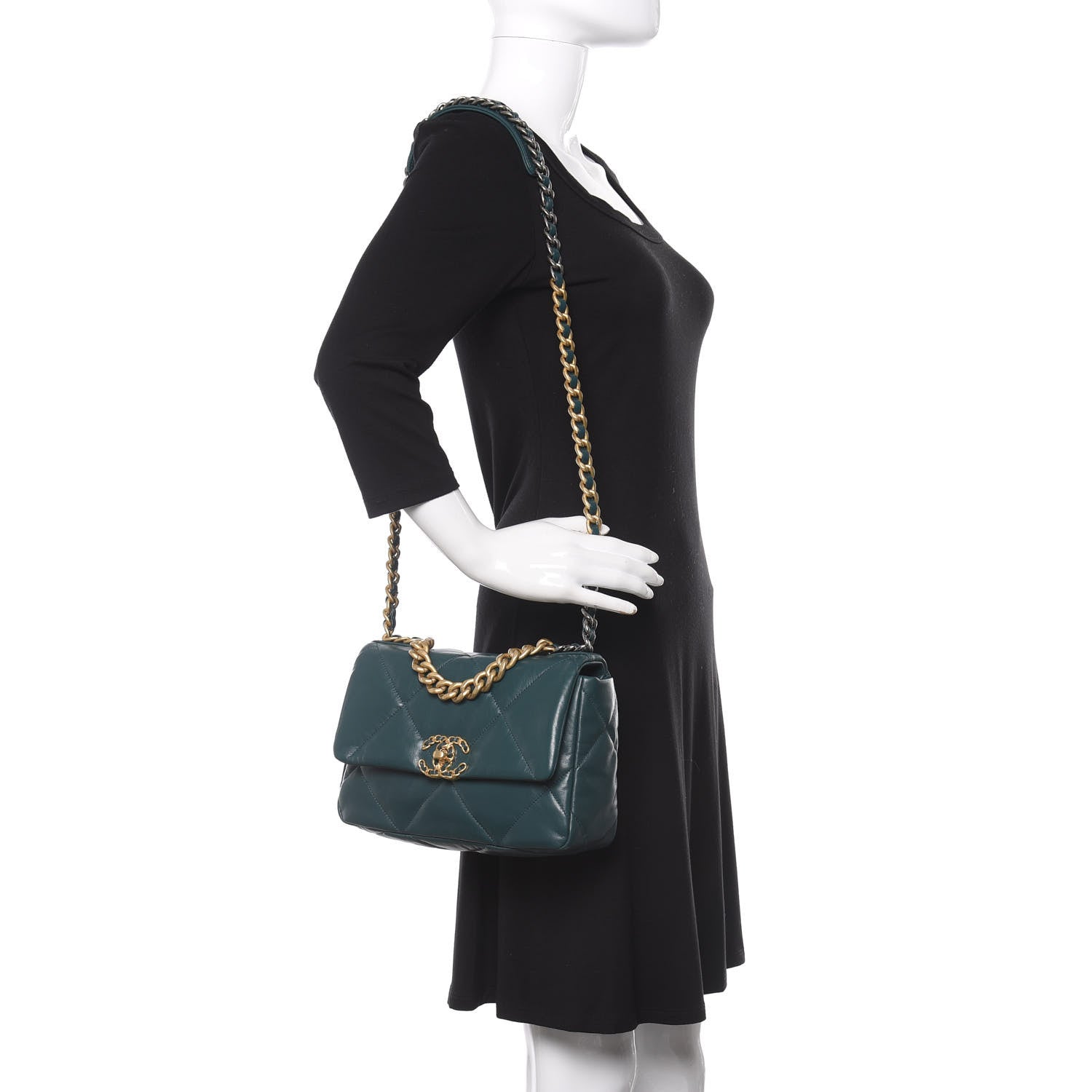 Chanel Lambskin Quilted Medium 19 Flap Green 2 of 11