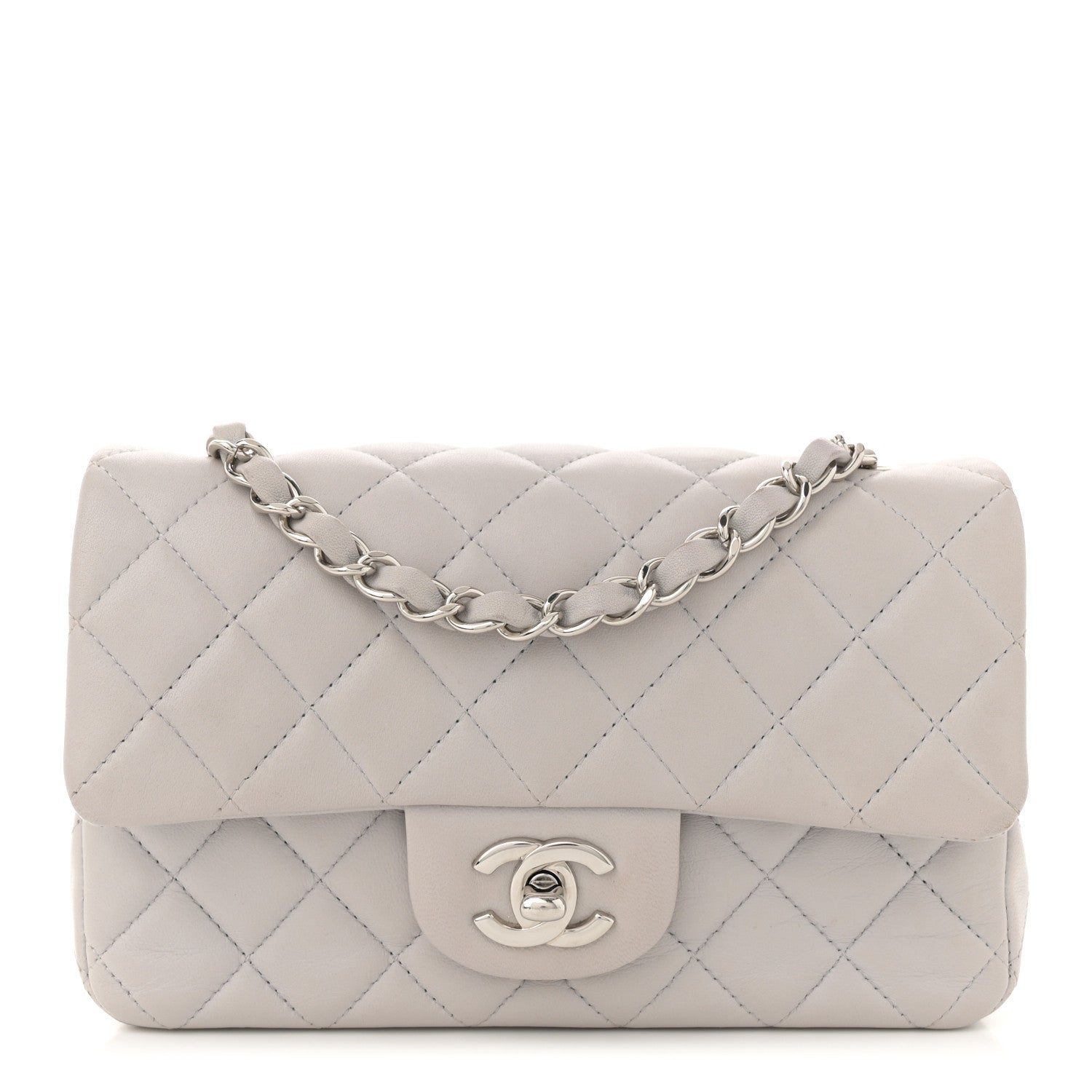 Chanel Lambskin Quilted Mini Rectangular Flap Grey 1 of 12