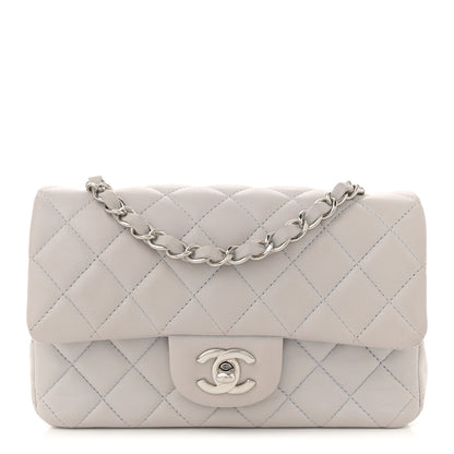 Chanel Lambskin Quilted Mini Rectangular Flap Grey 1 of 12