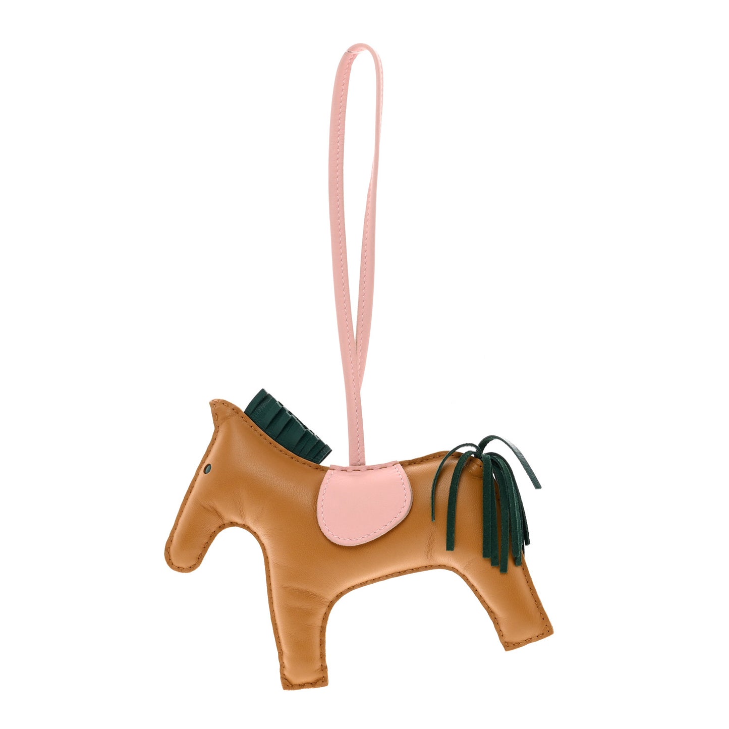 Milo Lambskin Grigri Rodeo Horse Bag Charm GM Sesame Malachite Rose Sakura